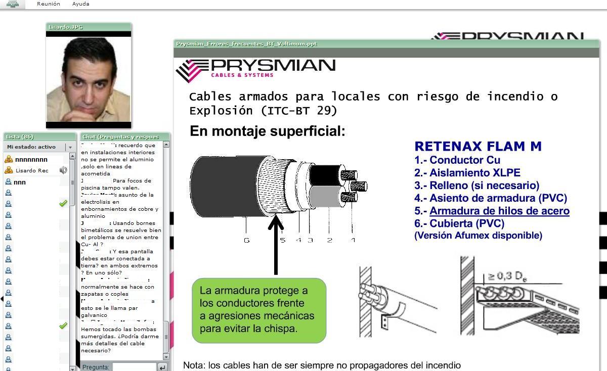 Imagen de pantalla del webinar de Prysmian sobre errores frecuentes de cables
