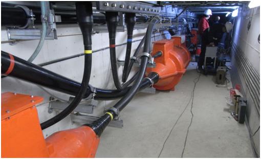 Esquema de los empalmes O.F.-XLPE de 220 kV.