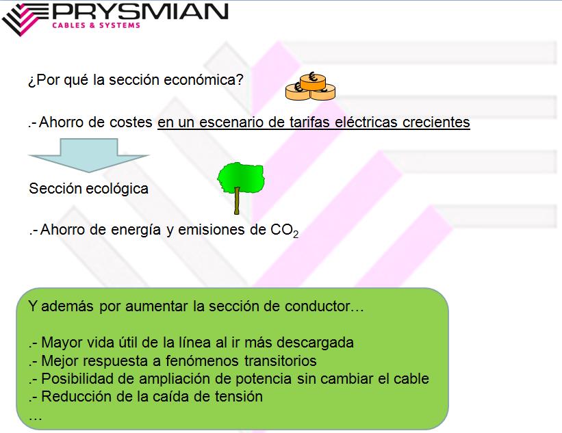 cálculo de sección económica